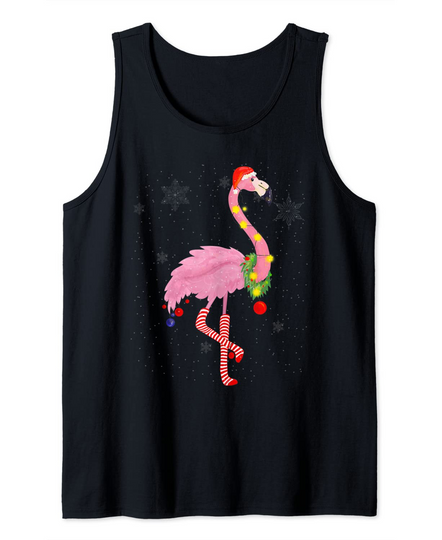 Cute Pink Flamingo with Snow Tank Top