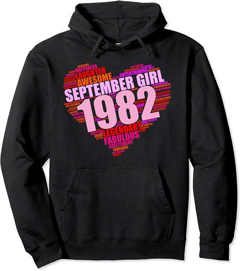 September Girl 1982 Legendary Awesome Fabulous Heart 39th Pullover Hoodie