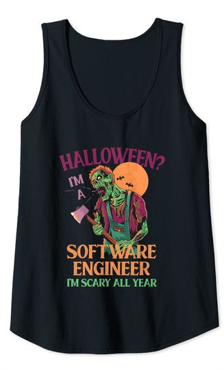 Software Engineer I'm Scary All Year Developer Halloween Tank Top