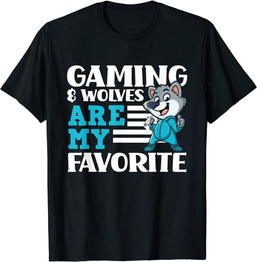 Gaming & Wolves Are My Favorite Gamer T-Shirt