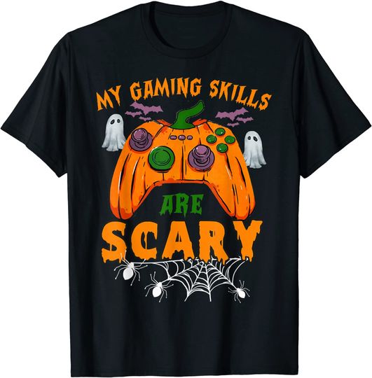 Funny Halloween My Gaming Skills Are Scary T-Shirt