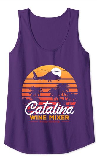 Retro Beach Palm Tree Catalina Mixer Wine Prestige Worldwide Tank Top