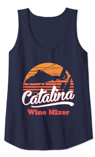Funny Vintage Catalina Sunset Wine Mixer Tank Top