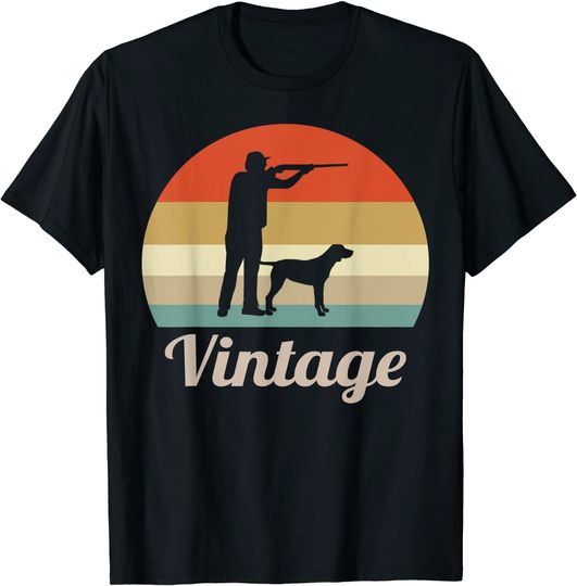 Hunter Hunting Dog Hunt Gun Rifle Sports Vintage T-Shirt