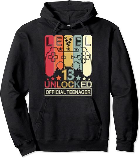 13th Birthday 2008 Level 13 Unlocked  Teenager Gamer Pullover Hoodie