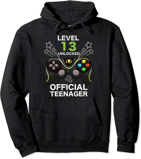 Funny Level 13 Unlocked  Teenager Cool Birthday Gift Pullover Hoodie