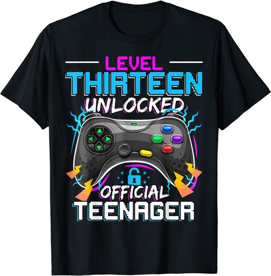 Level 13 Unlocked  Teenager Video Game 13th Birthday T-Shirt