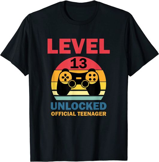  Teenager 13th Birthday Boy Level 13 Unlocked T-Shirt