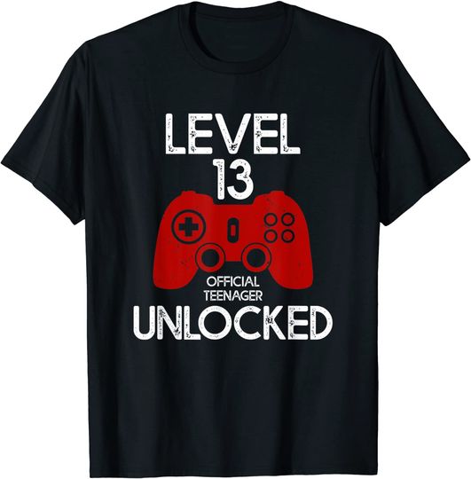 Level 13 Unlocked  Teenager 13th Birthday Gamer T-Shirt