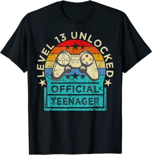 Vintage 13 Years Old Shirt Gamer Level 13  Teenager T-Shirt