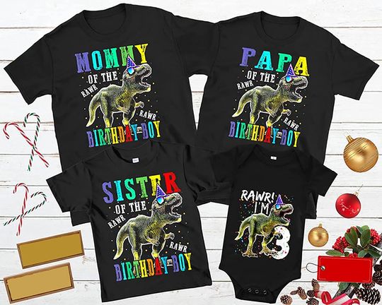 Dinosaur Birthday Boy Family Persionalized T Shirt