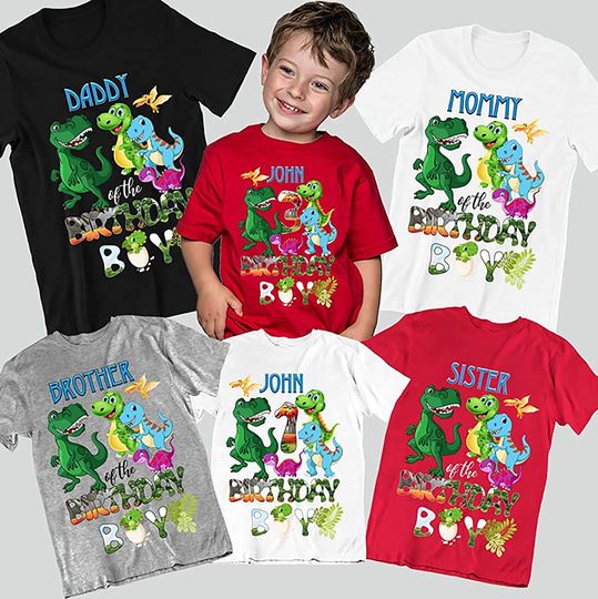 Dinosaur Birthday Family Persionalized T Shirt