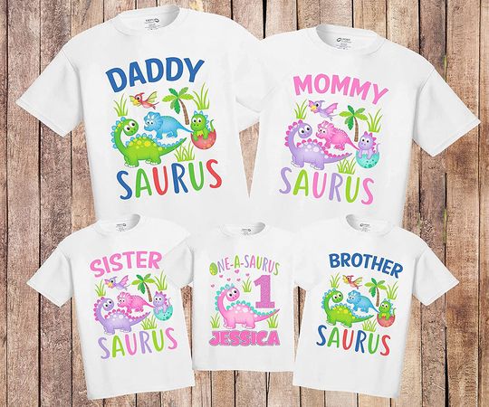 Dinosaurs Birthday Family Personalized Shirt
