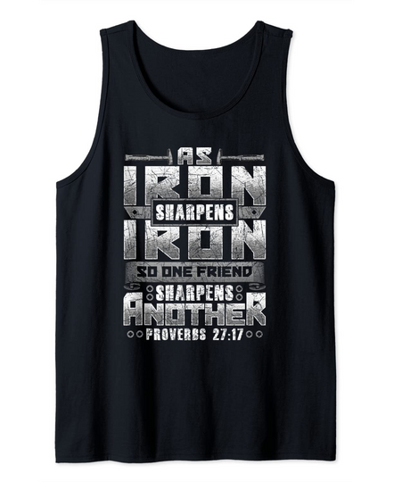 Christian Dad Iron Sharpens Iron Scripture verse bible quote Tank Top