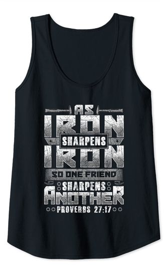 Christian Dad Iron Sharpens Iron Scripture verse bible quote Tank Top