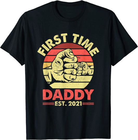 First Time Daddy Est 2021 Fathers Day Pregnancy Announcement T-Shirt