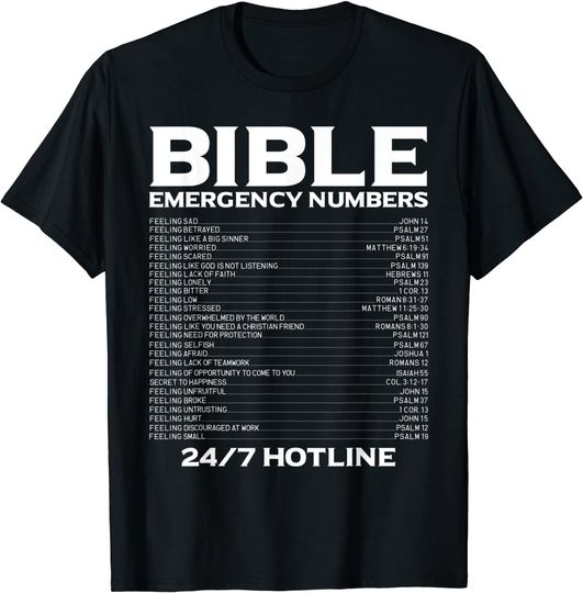 Bible Emergency Numbers Funny Hotline Christian Gift T-Shirt