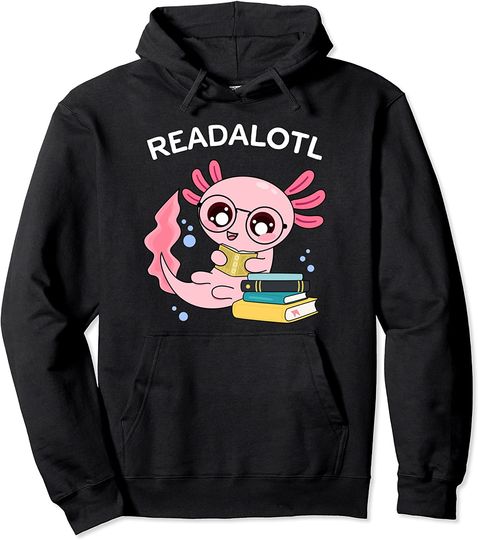 Axolotl Shirt Bookworm Book Reading Girls Axolotl Costume Pullover Hoodie