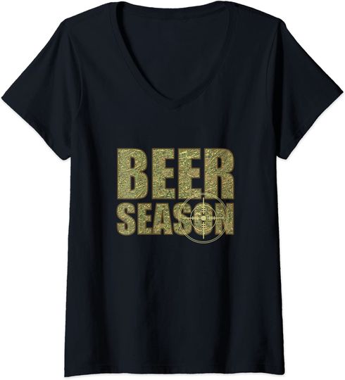 Beer Season Funny Camo Deer Hunting Gun Scope Graphic Shirt