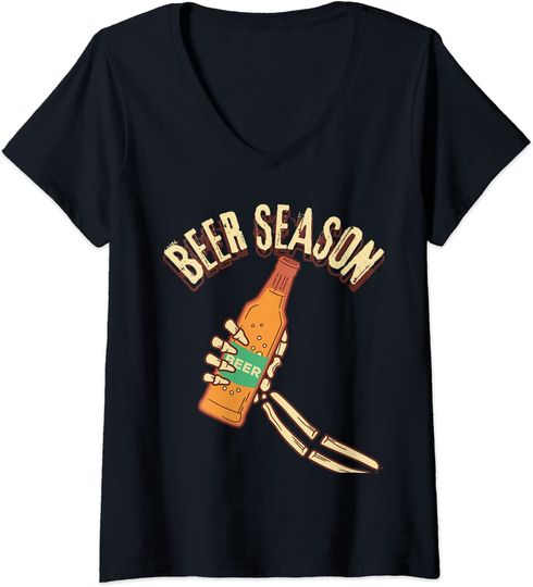 Beer Season Halloween Octoberfest V Neck T Shirt