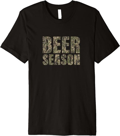 Beer Season Camo Deer Hunter Hunting Premium T Shirt