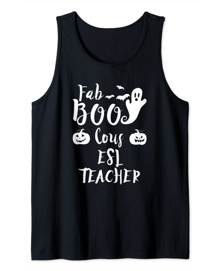Halloween Teacher Fab Boo Lous Esl Teacher Pumpkin Ghost Tank Top