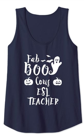 Halloween Teacher Fab Boo Lous Esl Teacher Pumpkin Ghost Tank Top