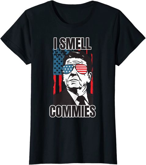 Ronald Reagan I Smell Commies Retro Vintage Political Humor Hoodie