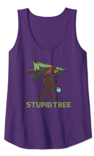 Funny Disc Golfing Bigfoot Stupid Tree Tank Top
