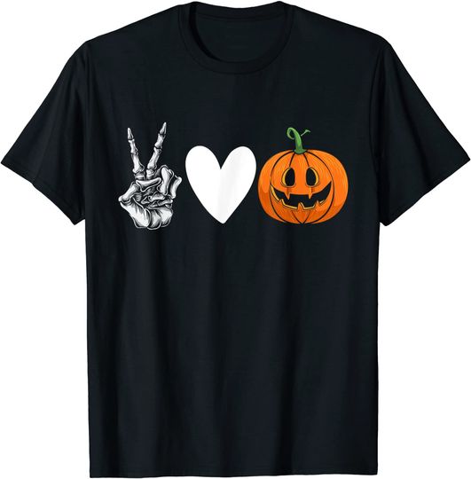 Halloween Peace Love and Pumpkins Fall T-Shirt
