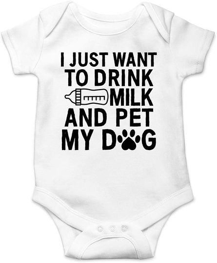I Just Want To Drink Milk And Pet My Dog Baby Bodysuit