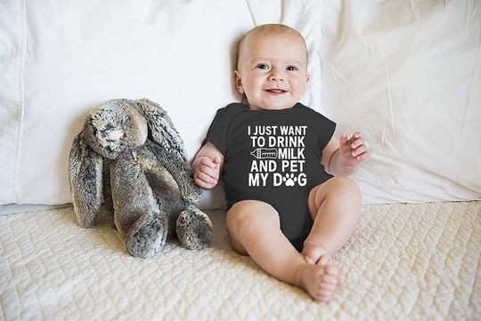 I Just Want To Drink Milk And Pet My Dog Baby Bodysuit
