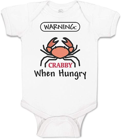 Custom Warning Crabby When Hungry Ocean Sea Life Baby Bodysuit