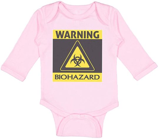 Warning Biohazard Nerd Geek Baby Long Sleeve Bodysuit