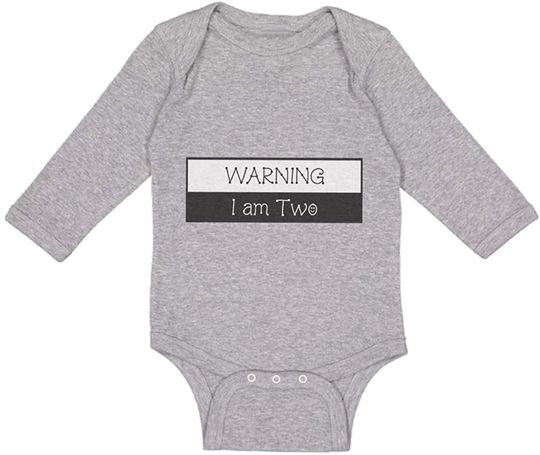Warning I Am 2 Year Old Second Birthday Baby Long Sleeve Bodysuit