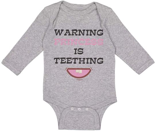 Warning Princess is Teething Baby Long Sleeve Bodysuit