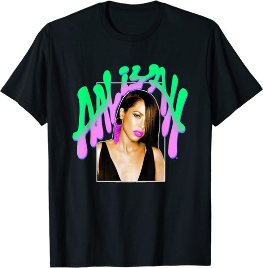 Aaliyah Neon Liquid Text T-Shirt
