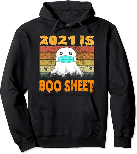 2021 Is Boo Sheet Halloween Hoodie Funny Ghost Wear Mask Pullover Hoodie