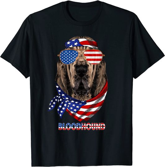 American Flag Shirts Bloodhound Dog T-Shirt
