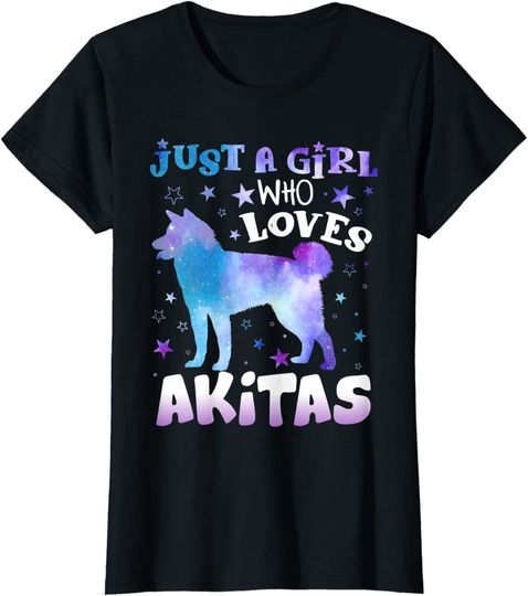 Womens Just A Girl Who Loves Akitas Dog T-Shirt