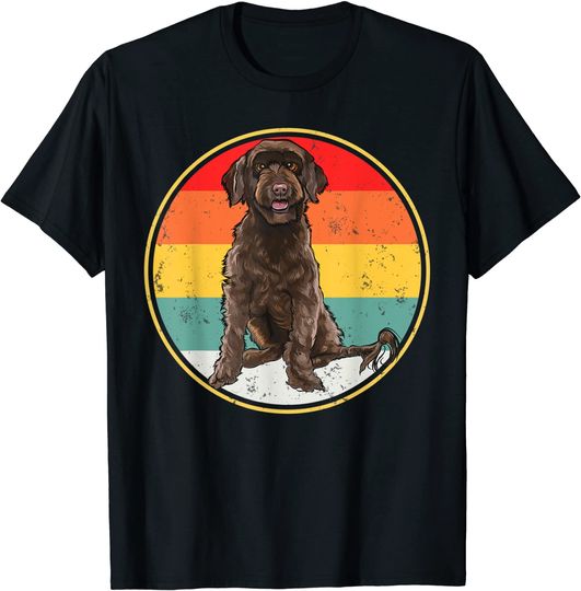 Vintage Retro Sunset Portuguese Water Dog Dog T-Shirt