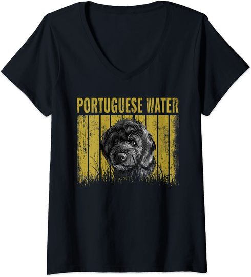 Retro Portuguese Water Dog Vintage Gifts V-Neck T-Shirt