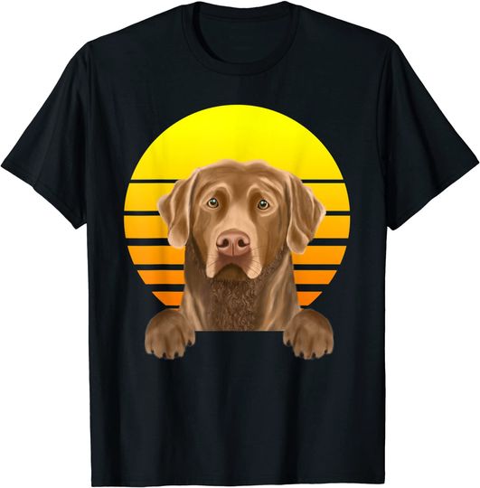 Vintage Sunset Chesapeake Bay Retriever Dog T-Shirt