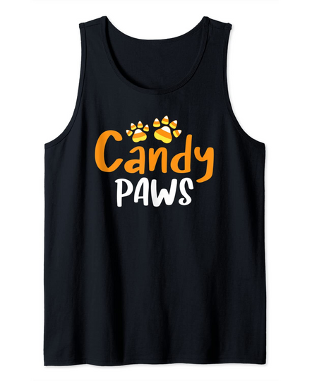 Paw Candy Corn Dog Cat Animal Lover Funny Halloween Tank Top