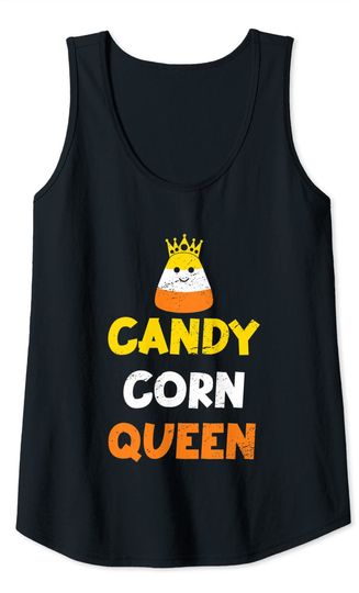 Candy Corn Queen Crown Halloween Candy Eater Candy Corn Tank Top