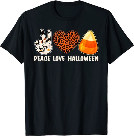 Candy Corn Peace Love Halloween T-Shirt