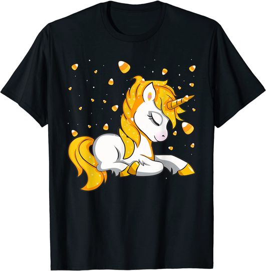 Unicorn Candy Corn Halloween T-Shirt