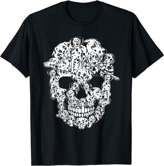 Halloween Skull Dalmatian Dog T-Shirt