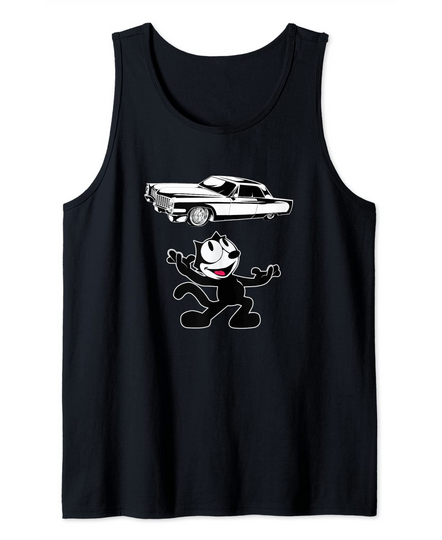 Felix Cat Cartoon Giant Lowrider Car Club Design Mashup Tank Top