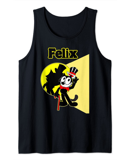 Felix Black-Cat Cartoon Top Hat & Broadway Stage & Spotlight Tank Top